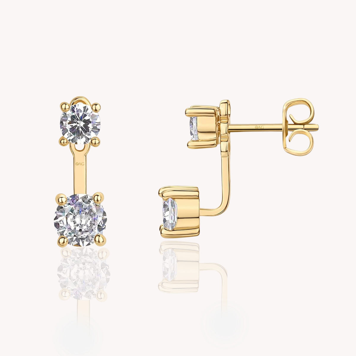 Diamond Duet Ear Jacket Earrings In Yellow Gold