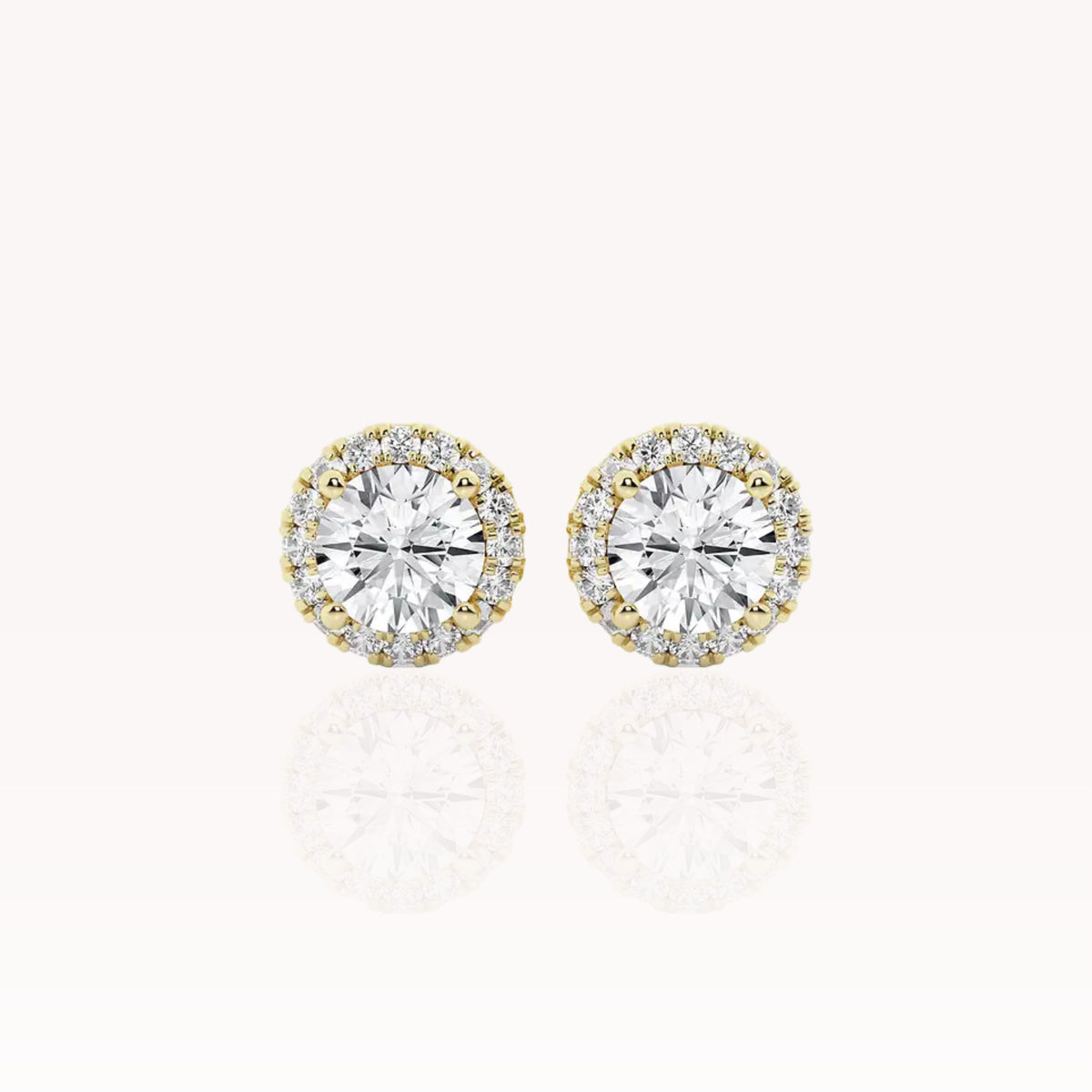 Round Diamond Halo Jacket Earrings In Yellow Gold