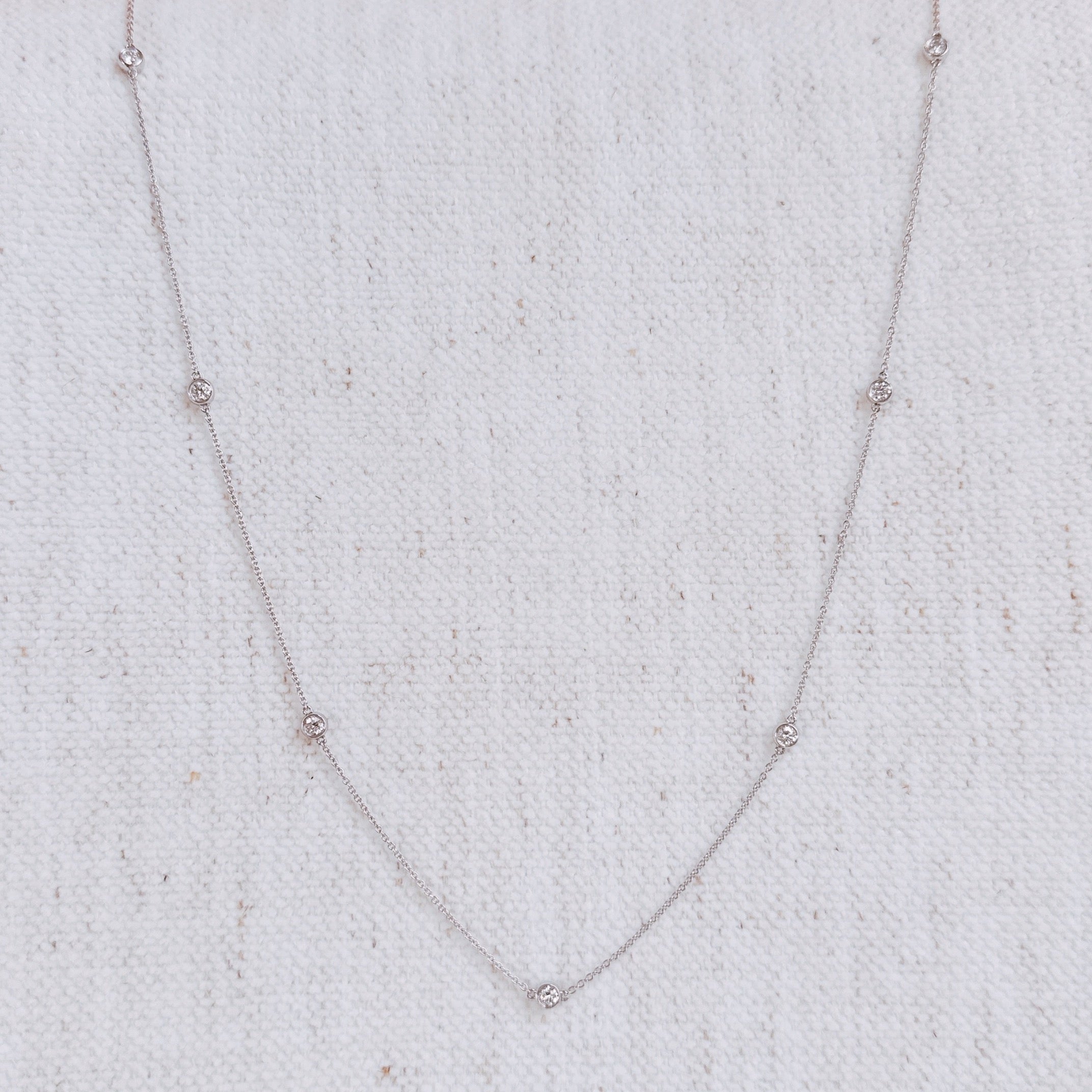 White-Gold-Lab-Diamond-Station-Necklace – 26 Inches