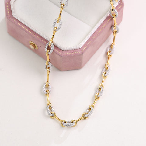 Classic Oval Horsebit Chain Necklace in Gold Dipped Sterling Silver