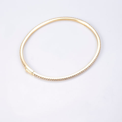 Diamond Full Pavé Bangle Bracelet In Yellow Gold