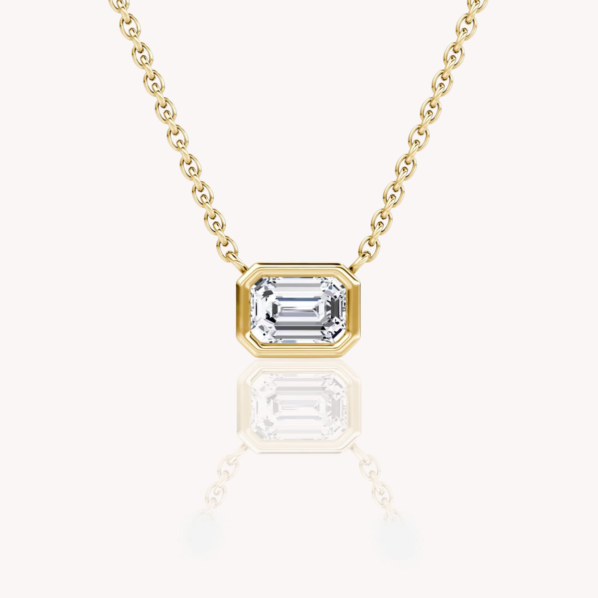 Bezel Set Emerald Cut Necklace 0.5 Carats