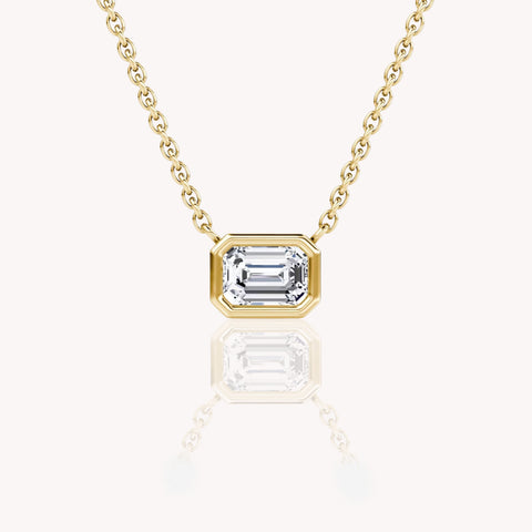 Bezel Set Emerald Cut Necklace 0.5 Carats