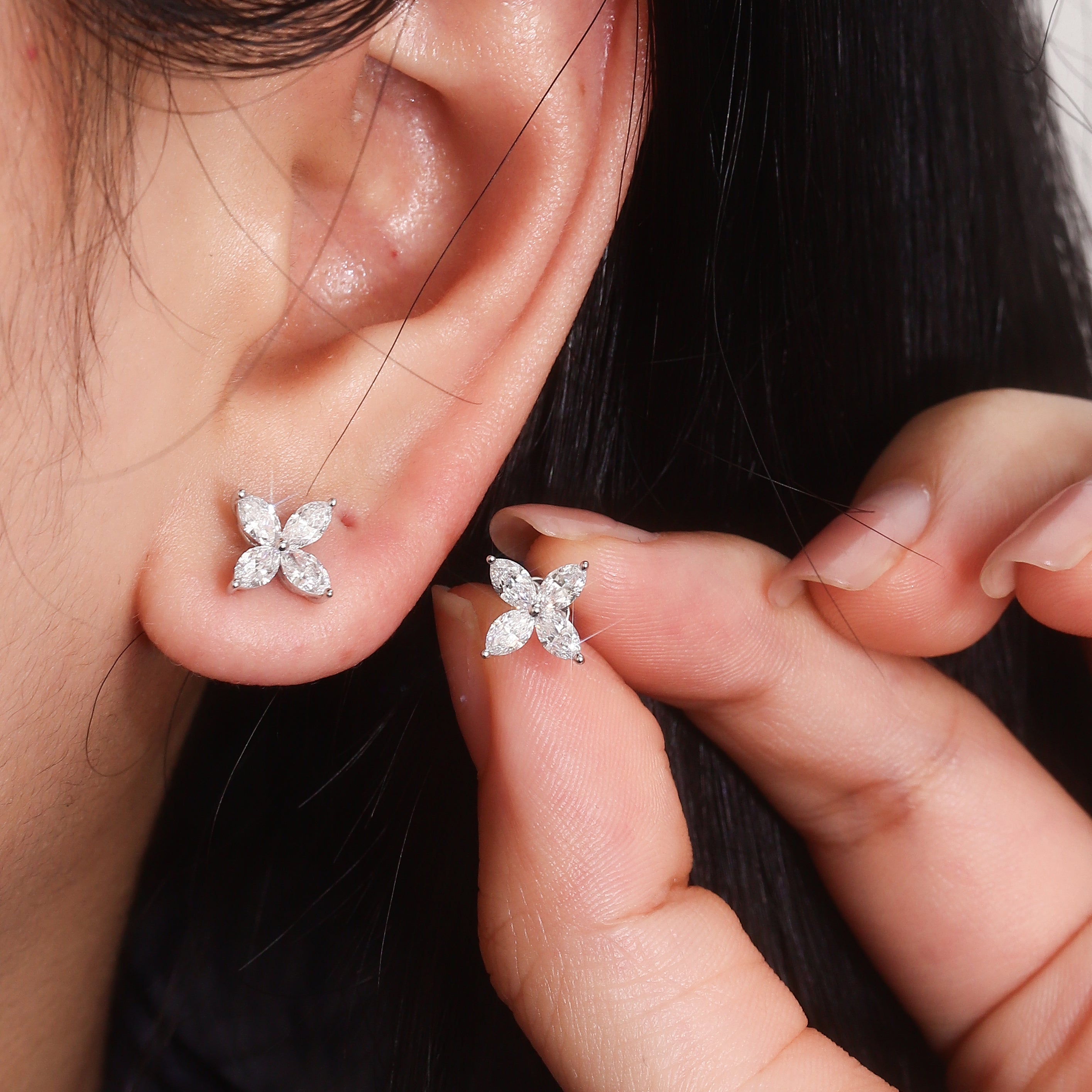 marquis-diamond-flower-stud-earrings